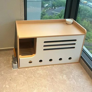 貓砂盆 快速出貨/日式實木貓廁所封閉式防外濺貓窩貓砂盆隔臭味櫃子貓舍家具置物架L35公司貨