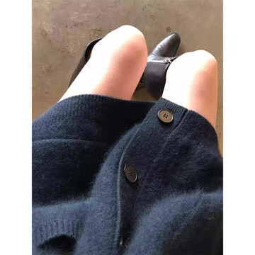 松弛感針織開衫加厚毛衣女秋冬慵懶風寬松灰色水貂絨軟糯外套上衣