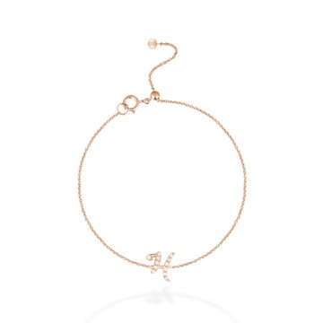 【mori】H 字母鑽石手鍊 【14k玫瑰金】