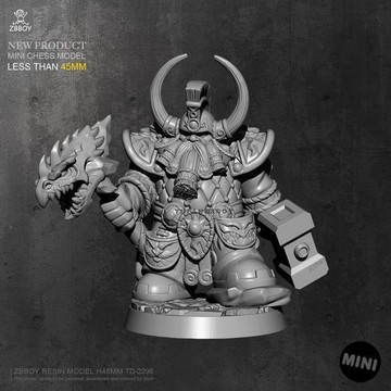 【台灣出貨】✨免運 白膜 全高45mm YUFANmini改制 矮人將軍 樹脂兵人(白模) TD-2296 模型製作