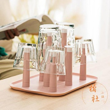 居家水杯瀝水架花型塑料杯子收納架【櫻田川島】