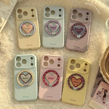 撞色愛心磁吸支架蘋果17手機殼iphone16pro max防摔18適用15