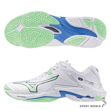 Mizuno 美津濃 排球鞋 男鞋 3E寬楦 WAVE LIGHTNING Z8 白綠【運動世界】V1GA240102
