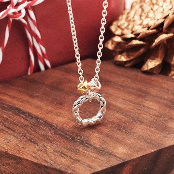 冬日守護 花環項鍊 聖誕花圈 925純銀項鍊 女生項鍊