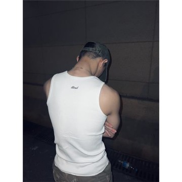 GTAL美式460g休閑棉背心重磅粗螺紋純色夏季打底衫無袖肌肉T恤