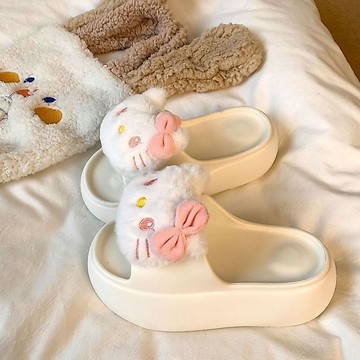 kitty厚底拖鞋女 厚底拖鞋女款夏季可愛kitty貓外穿居家室內防滑加厚增高涼拖鞋女