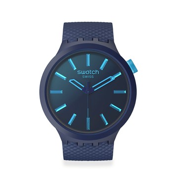 Swatch INDIGO GLOW 大錶面手錶/男錶/女錶/瑞士製造 SB05N113 (47mm)【官方旗艦店】