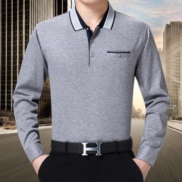 爸爸長袖t恤秋裝中年人男士40-50歲2018新款中老年加肥加大肥佬衫