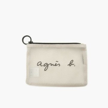 agnes b.Voyage  小款 網眼 多用途 收納包 米色