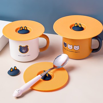 墨色圓形硅膠杯蓋防漏馬克杯蓋子杯子陶瓷杯配件防塵通用杯蓋水杯