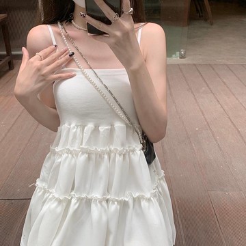 【砂糖夢境】甜辣妹小黑裙炸街吊帶連衣裙2025夏新款女設計感小衆小個子短裙子