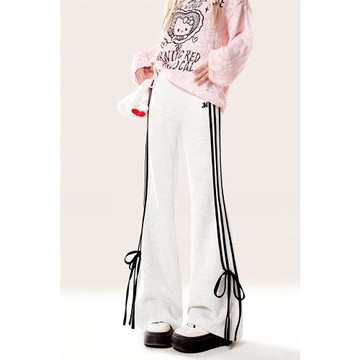 自然澀韓系微喇運動衛褲女裝2026秋冬季小個子休閑顯瘦喇叭長褲子