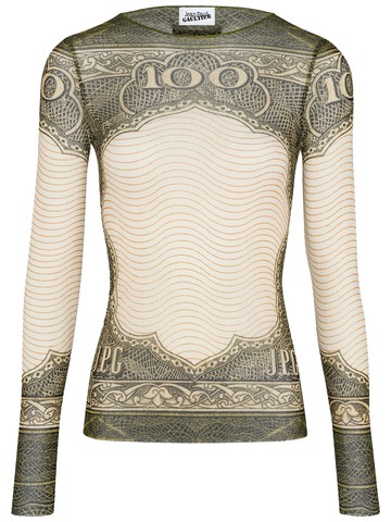 jean paul gaultier top with "cartouche" print