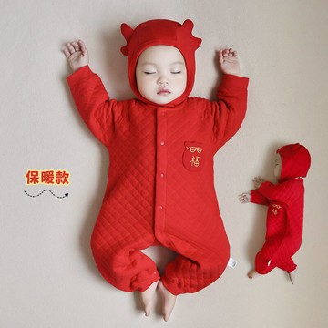 嬰兒衣服保暖寶寶對開連體衣秋冬厚款長袖春季純棉哈衣爬服家居服鑫弘-萌寶童裝可開發票