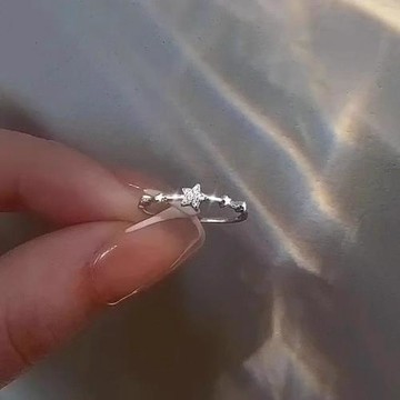 S999足銀戒指女星星輕奢百搭氣質小眾活口純銀指環送老婆女友禮物