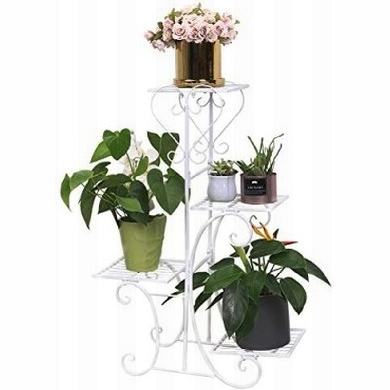 フラワースタンド アイアン 室内 白 4段 植木台 ベランダ 花台 プランタースタンド ガーデニング 棚 アンティー 通販 Lineポイント最大0 5 Get Lineショッピング