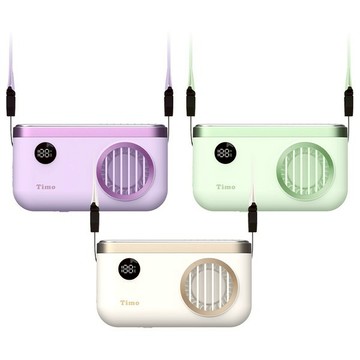 【Timo】吹雪冰鎮 100檔 強力製冷 頸掛上吹冰風扇 TF-07(奶油白/奶油綠/紫色)