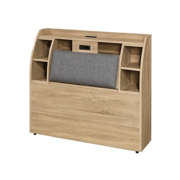 【顛覆設計】艾莉插座收納靠枕床頭箱(單大3.5尺)梧桐色