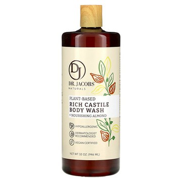 Dr. Jacobs Naturals, 植物基奢華卡斯提爾沐浴露，滋養巴旦木，32 盎司（946 毫升）