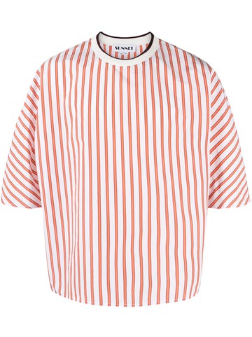 Sunnei - striped crew-neck T-shirt - men - Silk/Polyamide - S - White