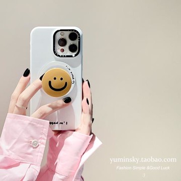 YUMIN SKY·適用ins簡約黃色笑臉iPhone17promax蘋果15Pro手機殼13磁吸16支架14韓風12Pro男女款max菲林硬殼