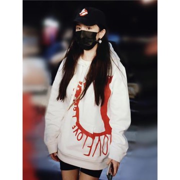 明星楊冪同款白色連帽衛衣女2025新款爆款春秋寬松韓系慵懶風外套