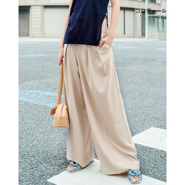 【ココディール】米色打摺造型寬褲 O1W16506