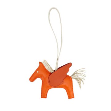 Hermes  Rodeo MM Charm 飛馬吊飾(橘/米白)