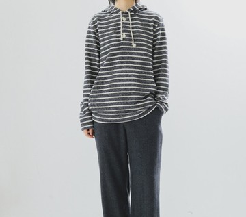 【少年海軍】美式復古/寬鬆條紋/連帽衛衣