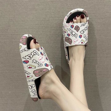 厚底拖鞋女夏季2025新款時尚室內可愛卡通小熊防滑居家涼拖鞋外穿