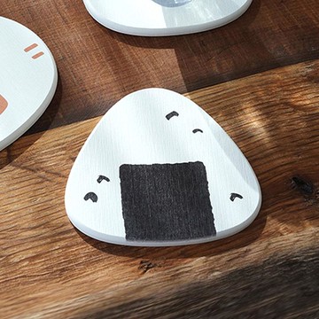 動物造型吸水珪藻土杯墊/瀝水墊-3入-多色可選 飯糰