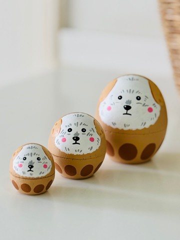【客製生日禮物】寵物狗狗 俄羅斯娃娃套裝 手工木雕 擺設 公仔