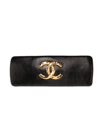 CHANEL Pre-Owned - CC logo hair clip - women - Leather - One Size - Black