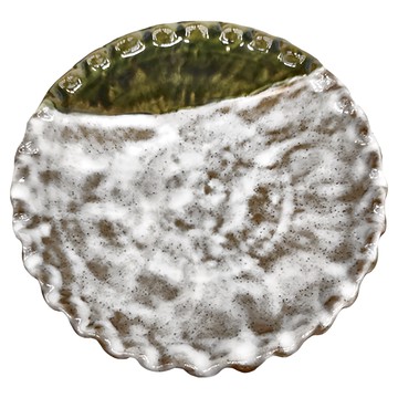 美濃燒 浪邊7皿-日本製 陶瓷餐盤 點心盤 水果盤  1入  霧釉  XL