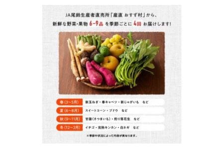 産直おすず村 季節の野菜と果物 厳選 詰め合わせセット（小） 全4回