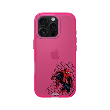 iPhone 16 Pro Clear 粉漾桃 - 蜘蛛人 Spider-man - 蜘蛛人 - 在牆上