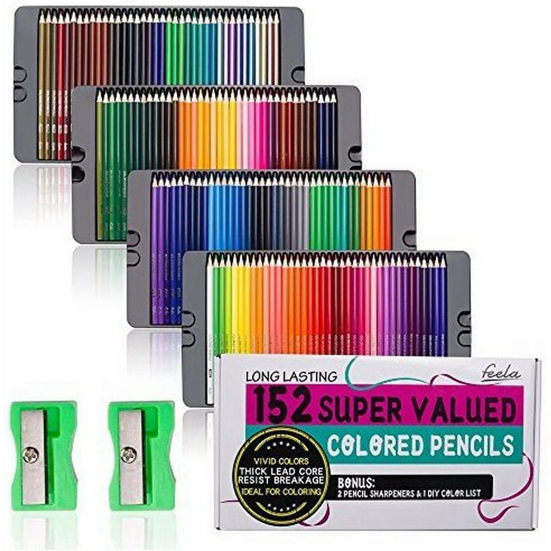 Feela 色鉛筆 油性 152色セット カラーペン メタリック色 大人の塗り絵 鉛筆削り付き スケッチ イラスト 子供用 画材セット 収納ケース付 カラーリスト付 通販 Lineポイント最大0 5 Get Lineショッピング