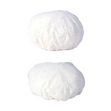 lucky 透氣圓點浴帽兩入裝 鬆緊帶貼合 居家旅行適用  圓點  1組