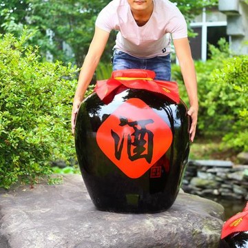 定 制景德鎮陶瓷酒缸釀酒缸100斤200斤酒罐密封蓋窖藏存酒壇子家