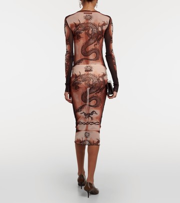 Jean Paul Gaultier Tattoo Collection mesh midi skirt