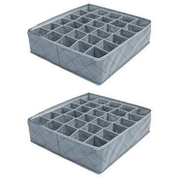 iSFun 竹炭纖維 內衣小物收納盒 30格  2個  灰色