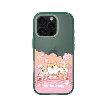 iPhone 16 Pro Clear 憂墨綠 - 柴語錄 Shiba Says - 賞櫻小確幸