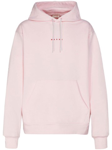 Marni - logo-print cotton hoodie - men - Cotton - 46 - Pink