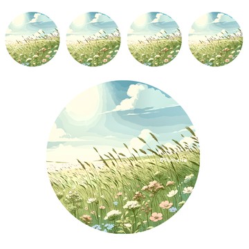 硅藻泥 軟杯墊  10 x 10cm  綠茵花海  5個