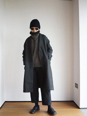 超厚的灰斜紋 中性 自然須邊 風衣外套 進口棉布立體剪裁