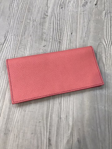 對開式長夾 義大利羊皮 桃粉色