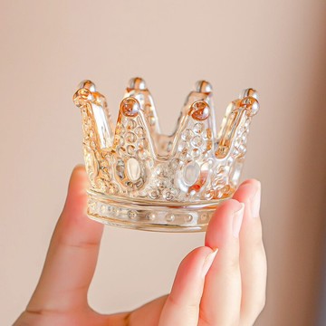 收納碟美妝蛋架子托北歐風浮雕收納盒擺件迷你皇冠水晶燭臺潮物
