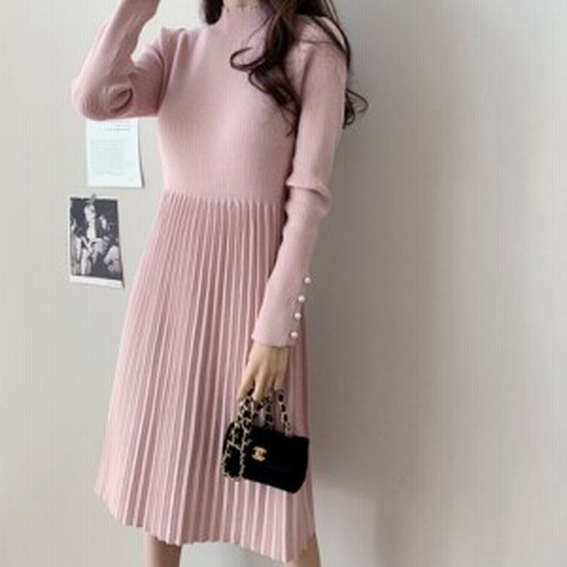 大きいサイズ レディース ニットワンピース 秋冬パールスリーブ ウエストリボン ひざ丈 ２カラー ワンピース ニットワンピ Kh 2571 通販 Lineポイント最大1 0 Get Lineショッピング