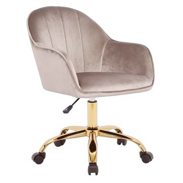 E-home 吉諾斯輕奢流線絨布電腦椅 香檳色 舒適透氣 可調節高度  61 x 60 x 82~92cm