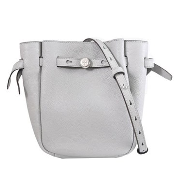 TORY BURCH 171002 Romy 金屬LOGO束釦小號斜背袋包.淺灰